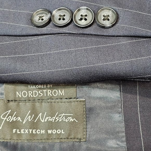 John W. Nordstrom Flextech Wool Navy Blue Striped Dual Vent Blazer Jacket 42R - Picture 11 of 11